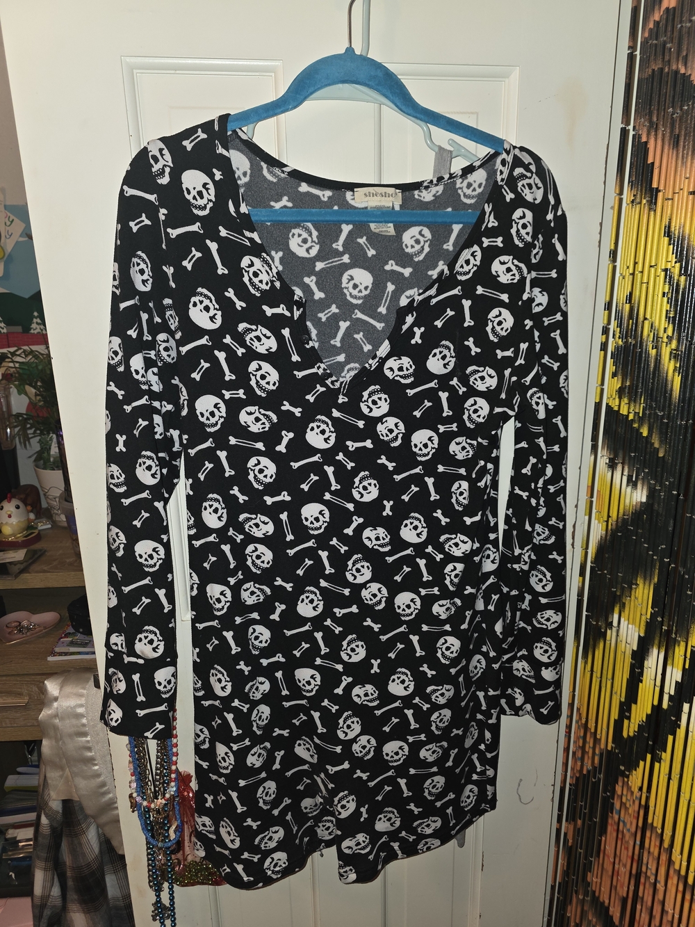 Shoshanna Skull Print Black Long Sleeve Romper